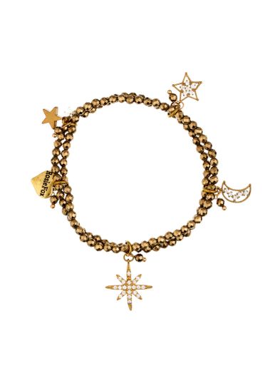 Pyrite Star Charm Bracelet