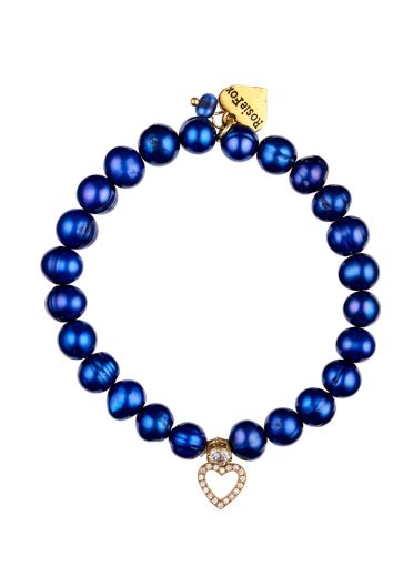 Cobalt Blue Freshwater Pearl & Heart Bracelet