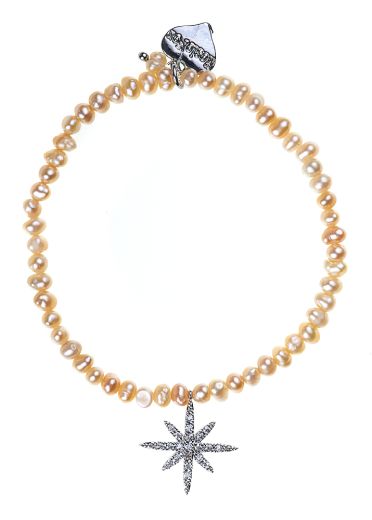 Elegant Freshwater Pink Pearl Star Bracelet				