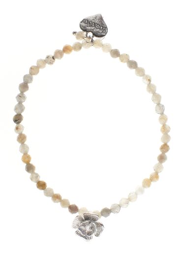 Labradorite Silver Rose Bracelet