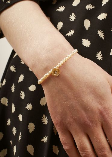 Gold Pearl Rose Bracelet