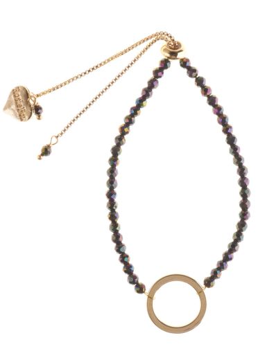Empowerment Circle Magnetite Gemstone Adjustable Bracelet