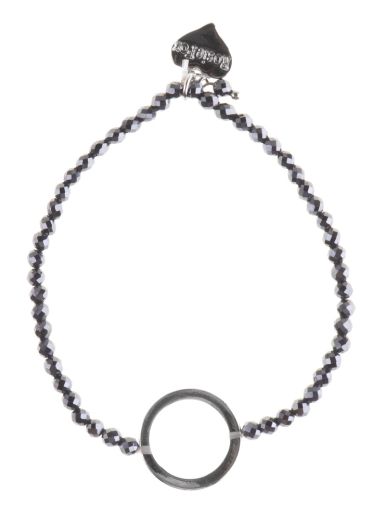 Empowerment Circle Pewter Gemstone Bracelet