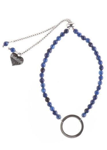 Silver Navy Empowerment Circle Adjustable Bracelet
