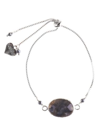 Pewter Gemstone Chain Bracelet