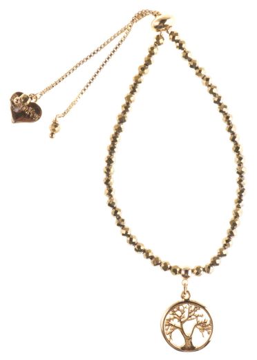 Pyrite Tree of Life Adjustable Bracelet