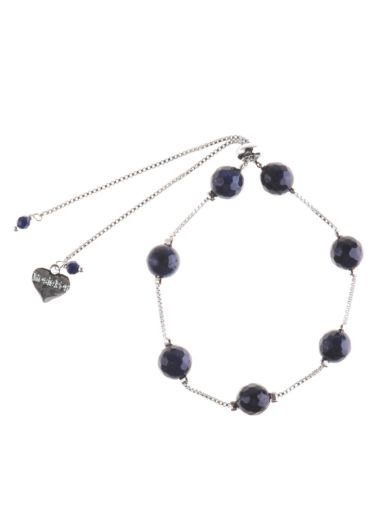 Silver Navy Agate Galaxy Bracelet