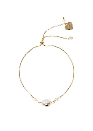 Gold & Freshwater Pearl Adjustable Chain Bracelet