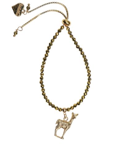 Gold Pyrite Red Deer Adjustable Bracelet