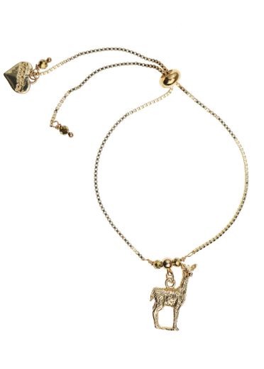 Gold Pyrite Red Deer Adjustable Chain Bracelet