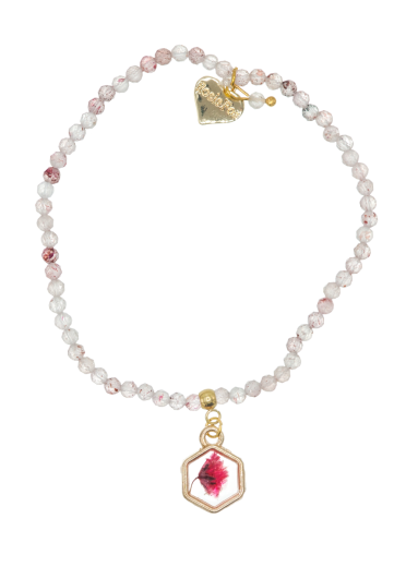 Strawberry Quartz Gemstone Flower Bracelet