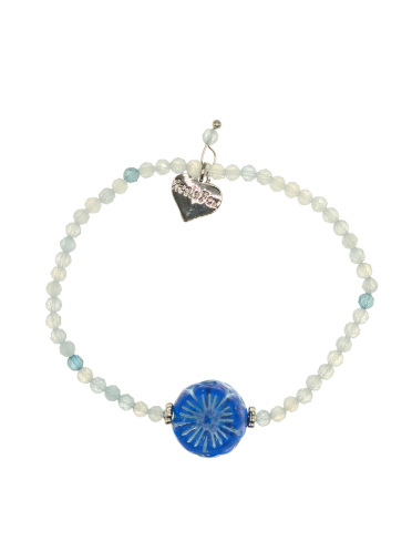 Aquamarine Gemstone Blue Pansy Bracelet