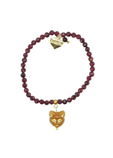 Garnet Gemstone Cat Bracelet 