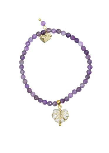 Amethyst Gemstone Maple Leaf Bracelet 