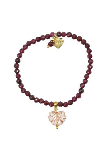 Garnet Gemstone Maple Leaf Bracelet 