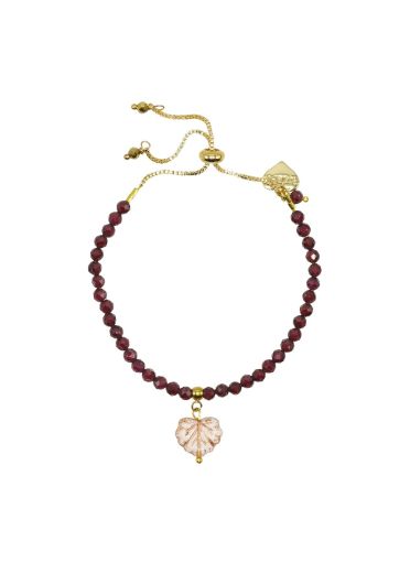 Garnet Gemstone Adjustable Maple Leaf Bracelet 
