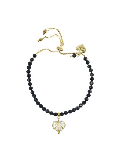 Navy Starstone Gemstone Adjustable Maple Leaf Bracelet 