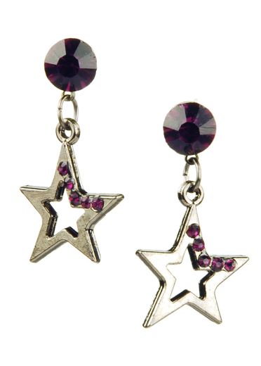 Plum Star Earrings