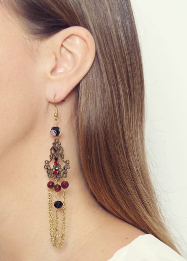 Natural tourmaline vintage earrings 