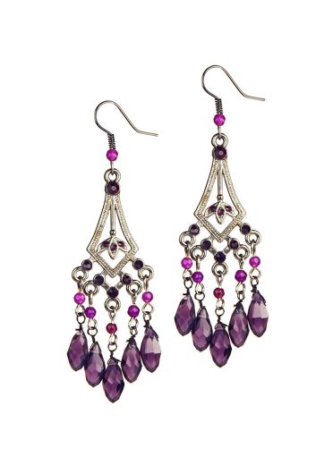 Berry Agate Art Deco Earrings