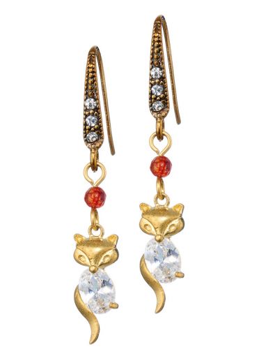 Ruby Crystal Fox Earrings