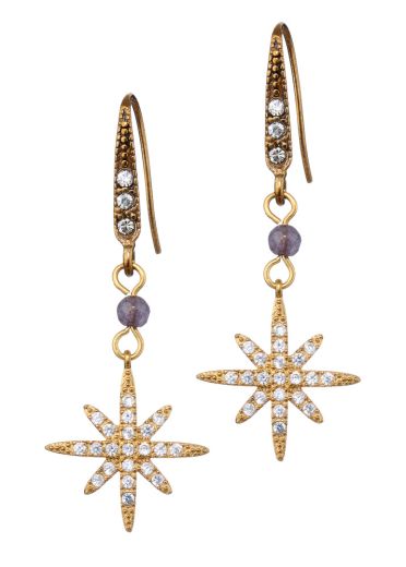 Dove Agate Star Earrings