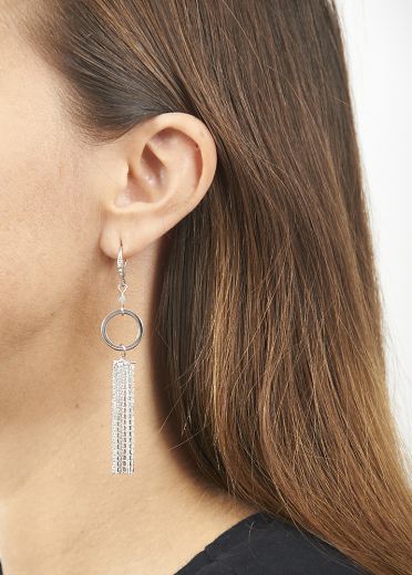 Labradorite Silver Empowerment Circle Tassel Earrings