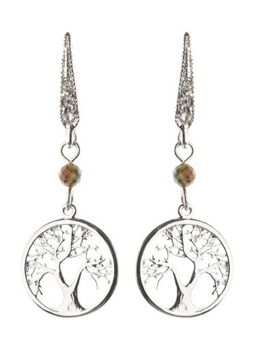 African Pine Silver Tree of Life Earrings