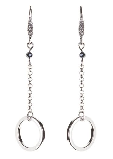Pewter Empowerment Circle Chain Earrings