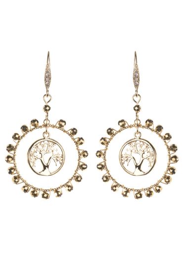 Pyrite Tree of Life Statement Earrings