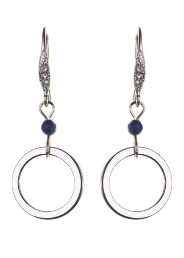 Silver Navy Empowerment Circle Earrings