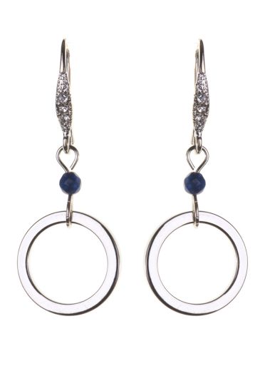 Silver Navy Empowerment Circle Earrings