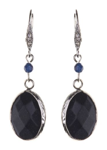 Silver Navy Gemstone Earrings