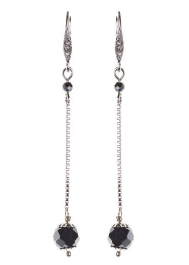 Pewter Gemstone Ball Chain Earrings