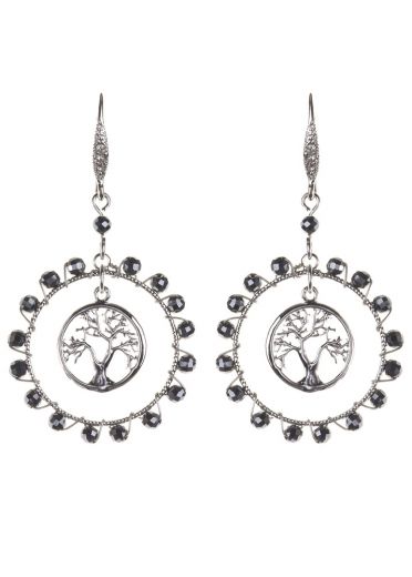 Pewter Tree of Life Statement Earrings