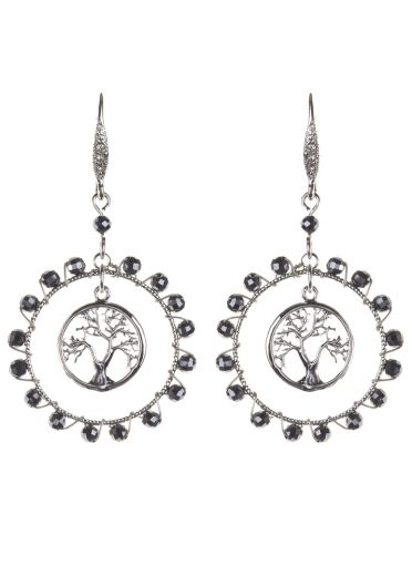 Pewter Tree of Life Statement Earrings