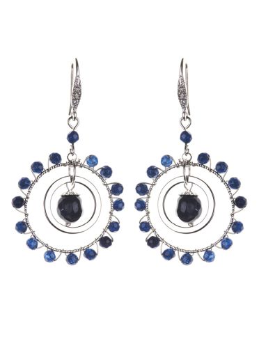 Silver Navy Empowerment Circle Statement Earrings