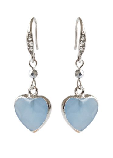 Blue Agate Heart Gemstone Earrings