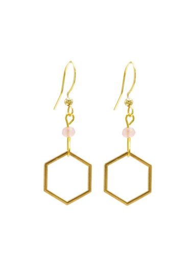 Strawberry Quartz Hexagon -S Earrings 