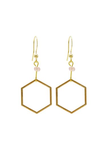 Strawberry Quartz Maxi Hexagon Earrings