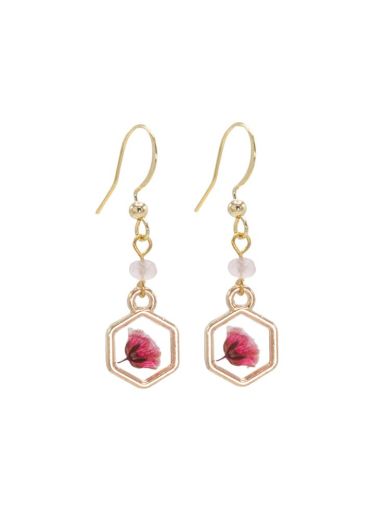 Strawberry Quartz Gemstone Flower Earrings