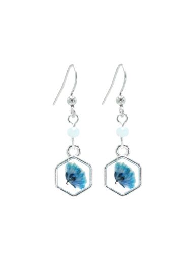 Aquamarine Gemstone Flower Earrings