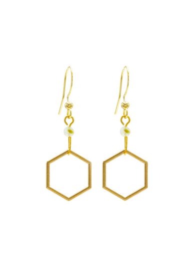 Prehnite Gemstone Hexagon-S Earrings