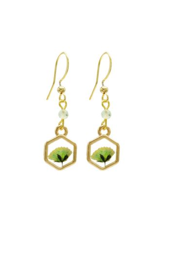 Prehnite Gemstone Flower Earrings