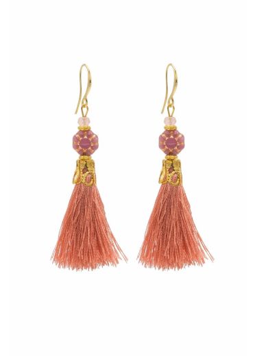 Strawberry Quartz Gemstone Belle Tassel Earrings