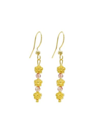 Strawberry Quartz Gemstone Daisy Long Earrings
