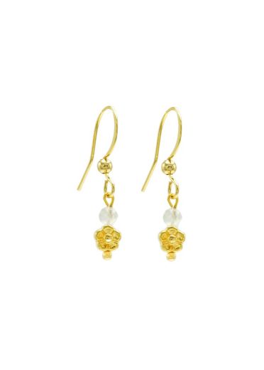 Prehnite Gemstone Daisy Earrings 