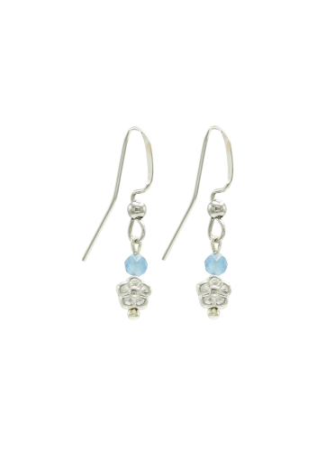 Aquamarine Daisy Flower Earrings