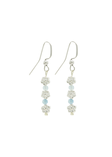Aquamarine Gemstone Daisy Long Earrings