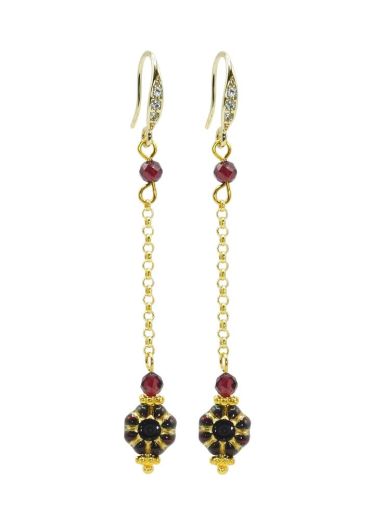 Garnet Belle Chain Earrings 